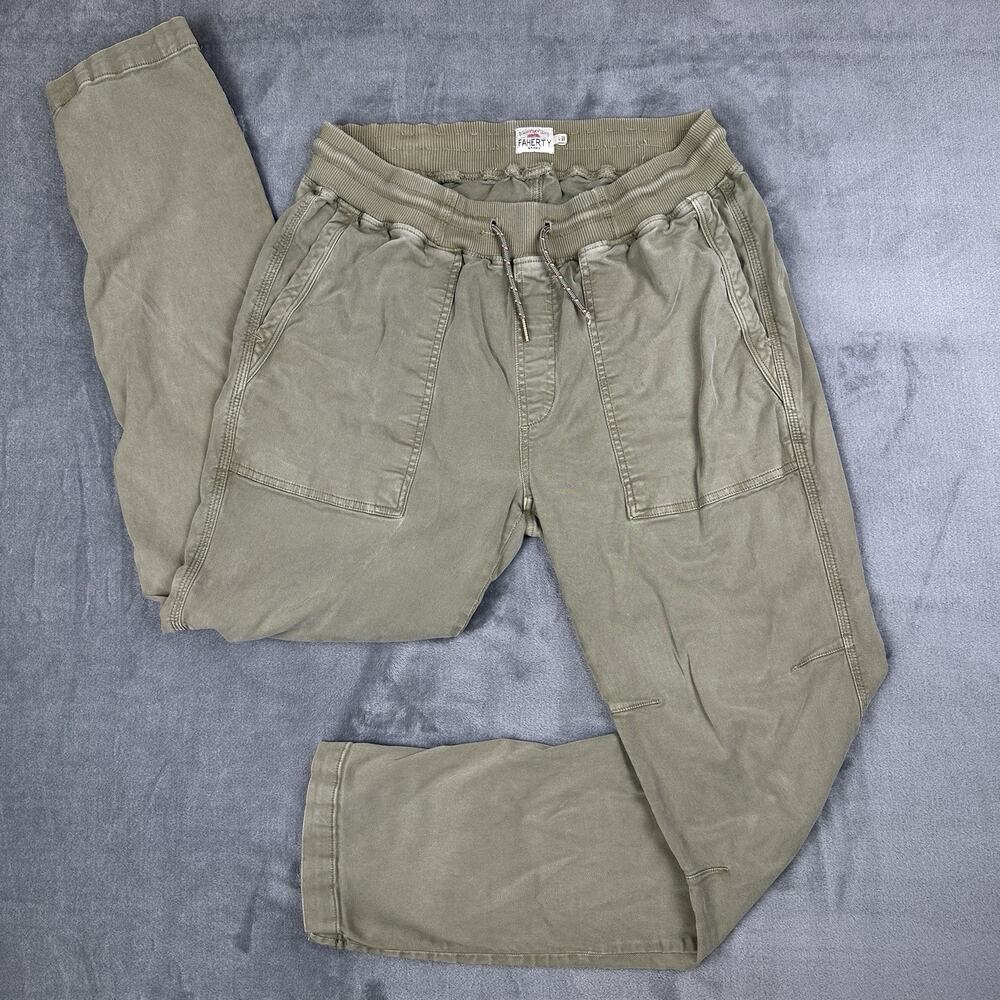 Faherty Dune Utility Pants Men’s Large Green Cotton Travel Lounge Drawstring